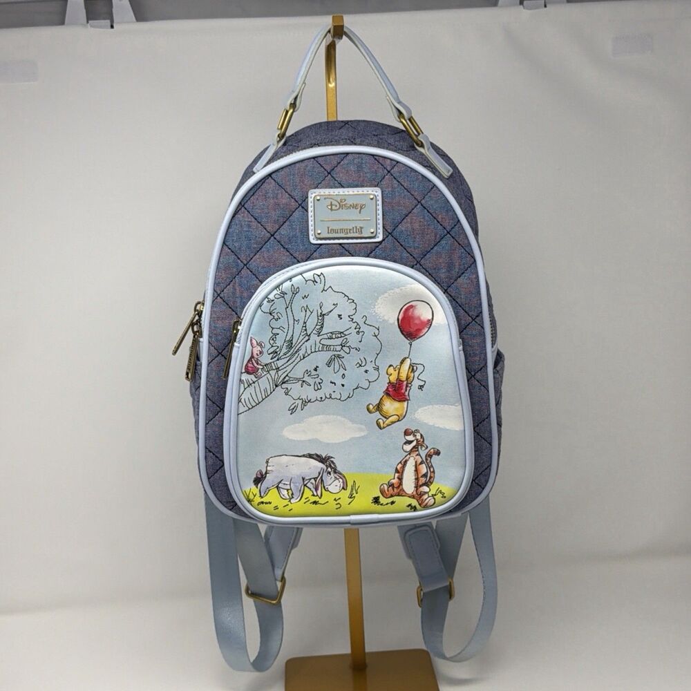 Loungefly Disney Winnie the Pooh Quilted Denim Sketch Mini Backpack